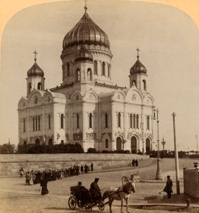 Tempel unseres Erlösers, die größte Kirche in Moskau, Russland, 1898 von Underwood and Underwood