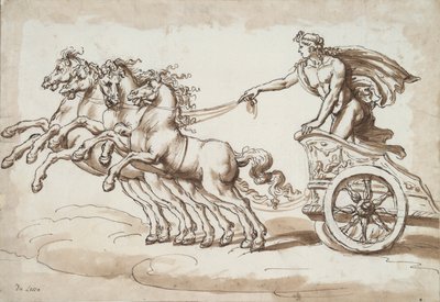 Apollo in einem von vier Pferden gezogenen Wagen von Unknown