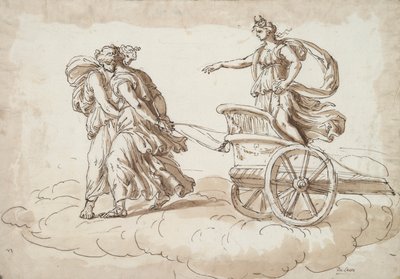 Diana in einem von zwei Frauen gezogenen Wagen von Unknown