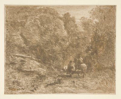 Der Reiter im Wald und der Fußgänger von Unknown