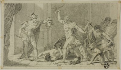 Perseus konfrontiert Phineas und seine Anhänger mit dem Kopf der Medusa von Unknown
