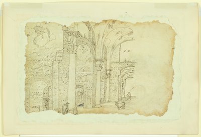 Ruinen der Thermen des Diokletian (recto); Eine andere Ansicht desselben Themas (verso) von Unknown
