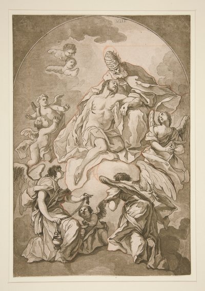 Die Himmelfahrt Christi mit Gott dem Vater und Engeln von Unknown