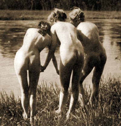 Drei Grazien, ein weibliches Akttrio, ca. 1900 von Unknown