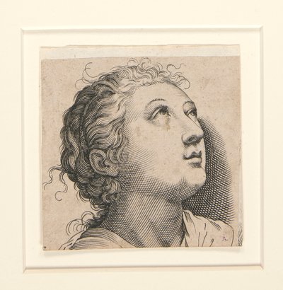 Ohne Titel (Frau schaut nach oben) von Unknown