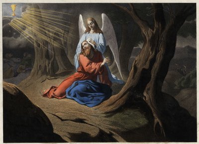 Agonie im Garten - Christi Gebet im Garten Gethsemane. Anonyme Gravur aus der Mitte des 19. Jahrhunderts von Unknown artist