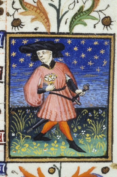 Allegorische Darstellung des Monats April - Ein Mann pflückt Gänseblümchen von Unknown artist