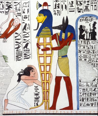 Anubis und eine Mumie - in „Denkmäler von Ägypten und Obernubien“ von Ippolito Rosellini von Unknown artist
