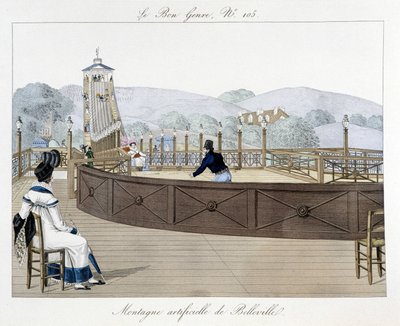 Künstlicher Berg von Belleville: Achterbahn - in "Le Bon Genre", Anfang des 19. Jahrhunderts von Unknown artist