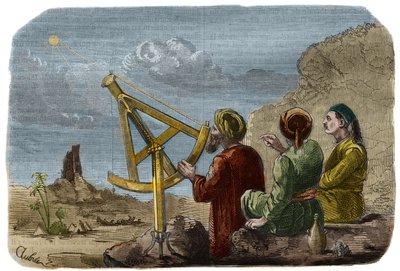 Astronomie: Arabische Wissenschaftler messen die Höhe der Sonne in der Ebene von Babylon um 825 von Unknown artist