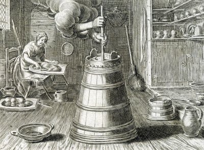 Butter- und Käseherstellung - Gravur von Unknown artist