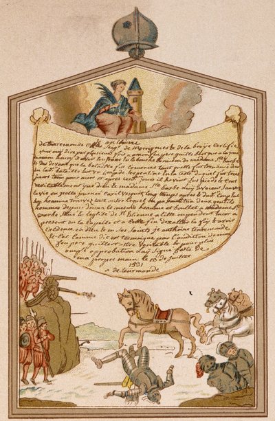 Kampfszene mit Kanone im Mittelalter - Ex-Voto Saint Barbe von Unknown artist