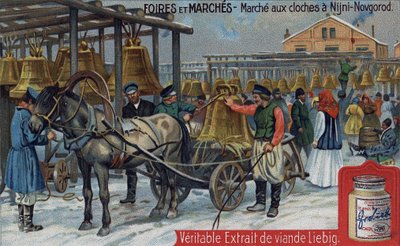 Glockenmarkt in Nischni Nowgorod (Russland). Chromo Liebig aus dem späten 19. Jahrhundert von Unknown artist