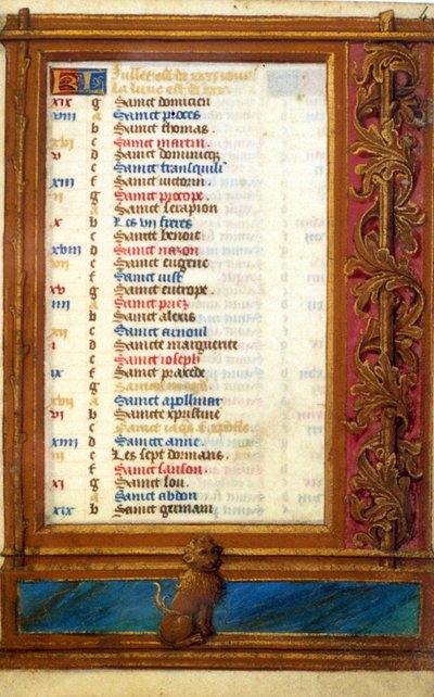 Kalender des Monats Juli mit dem Zeichen des Löwen - Miniatur des Mittelalters: Genehmigung der Stadtbibliothek von Toulouse erforderlich von Unknown artist