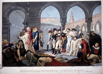 Ägyptenfeldzug (1798-1801): Napoleon besucht die Pestkranken von Jaffa in Ägypten, um 1800 von Unknown artist