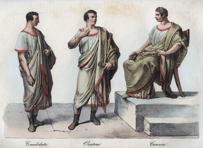 Kandidaten - Redner (Sprecher) - Römischer Zensor - Gravur aus „Usi e Costumi di Tutti i Popoli dell