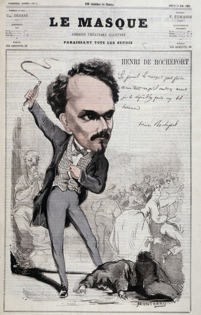 Karikatur von Henri de Rochefort (1831-1913), französischer Journalist und Politiker, der republikanische Positionen vertrat, die dem Schlimmsten feindlich gegenüberstanden. in „Le Masque“ von 1867 von Unknown artist