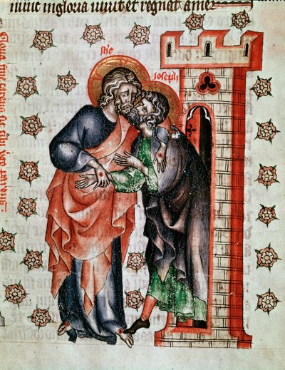 Abschied Christi (Jesus Christus und Josephs Abschied). Miniatur gemalt in „Die Passion der Äbtissin Kunigunde“ von Unknown artist
