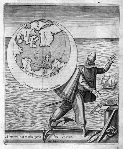 Christoph Kolumbus in „Nova Tipus Transacto Navigatio Novi Orbi“ von Philoponus Honorius von Unknown artist