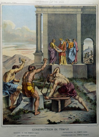 Bau des Tempels von Salomo - in „Heilige Geschichte“, ed. Hachette von Unknown artist