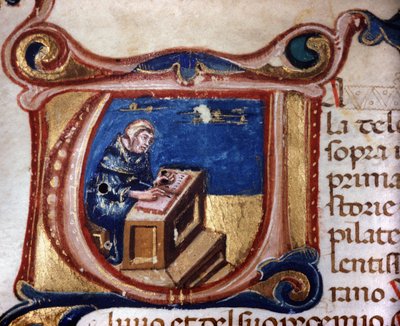 Kopist Mönch. Manuskript aus dem 13. Jahrhundert. Biblioteca Trivulziana, Mailand von Unknown artist
