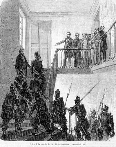 Staatsstreich: Verhaftung der Abgeordneten im Rathaus des 10. Arrondissements von Paris am 2. Dezember 1851 von Unknown artist