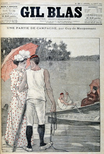 Titelblatt von „Gil Blas“ illustriert „Ein Teil der Kampagne“ von Guy de Maupassant. 14/08/1892. von Unknown artist