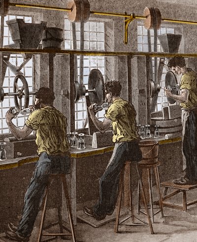 Kristall- und Glasschneiden - Polieren von Kristallglas von Unknown artist