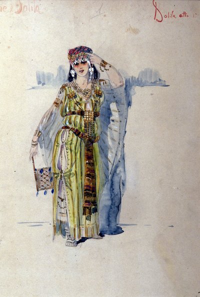 Dalila-Kostüm für den ersten Akt der Oper „Samson und Dalila“ von Camille Saint Saens (Saint-Saens). 1877 von Unknown artist