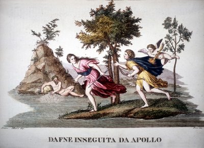 Daphne verfolgt von Apollon - im Dizionario mitologico von Unknown artist