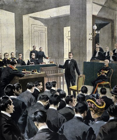 Dreyfus-Affäre: Zeugenaussage von Oberstleutnant Georges Picquart (1854-1914) im Prozess gegen den Schriftsteller Emile Zola (nach dem Brief J