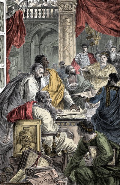 Ökumenisches Konzil von Nizäa - Darstellung des Ersten Konzils von Nizäa, Erstes Ökumenisches Konzil, 325 n. Chr. einberufen von Kaiser Konstantin I. von Unknown artist