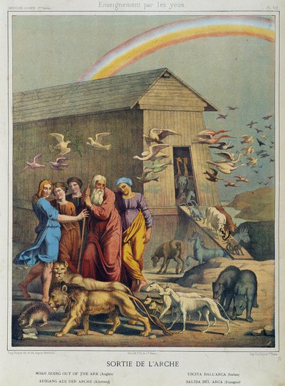 Ausstieg aus der Arche - in „Heilige Geschichte“, ed. Hachette von Unknown artist