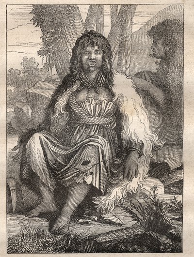 Weltumsegelung (1785-1788) von Jean Francois Galaup de La Perouse (1741-1788): Frauentypen des Hafens der Franzosen (Alaska) - Illustration aus „Die großen Seefahrer des 18. Jahrhunderts“ von Unknown artist