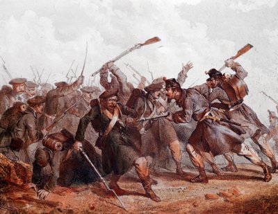 Kampf zwischen der russischen Armee und der englischen, osmanischen und französischen Koalition von Unknown artist