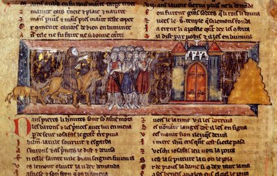 Erster Kreuzzug (1096-1099): Peter der Einsiedler (1050 - 1115), französischer religiöser Führer des Ersten Kreuzzugs Harangue les Croises. Manuskript des Ritters zum Schwan von Unknown artist