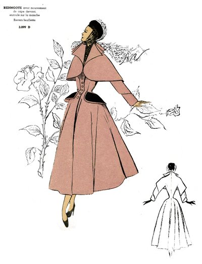 Französische Mode, Redingote-Mantel-Design von Unknown artist