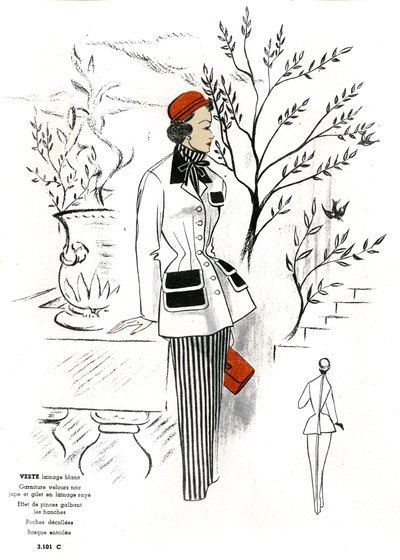 Französische Mode, Outfit-Design in Wolle von Unknown artist