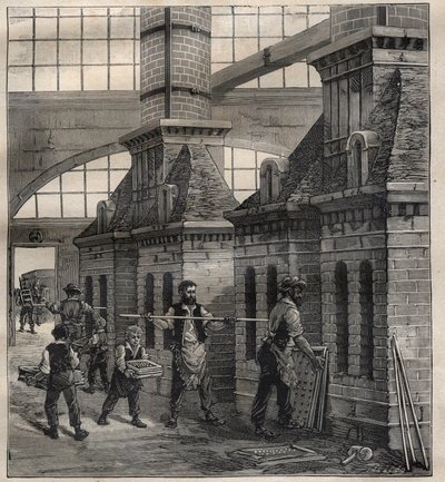 Französische Industrien: die Herstellung von Porzellanknöpfen - Gravur in „La Science française“ von Unknown artist