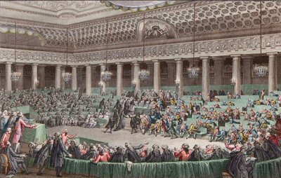 Französische Revolution - Die Nationalversammlung verzichtet auf alle Privilegien, 4. August 1789, graviert von Helman - Nationalversammlung Verzicht auf alle Privilegien, in Versailles, Sitzung der Nacht vom 4. auf den 5. August 1789 von Unknown artist