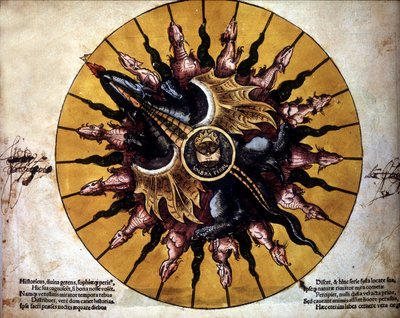 Frontispiz, das eine Sonne darstellt - in „Astronomicum Caesarium“, astronomisches Traktat zur Theorie des Ptolemäus, von P. Apiano von Unknown artist