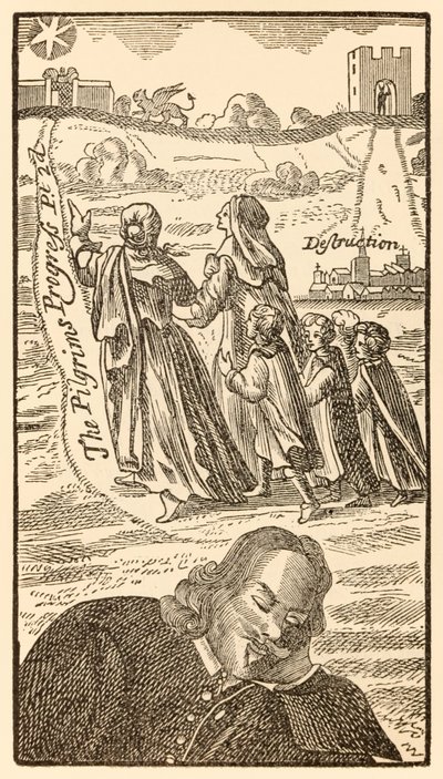Frontispiz aus dem zweiten Teil von Der Pilgerreise von dieser Welt in die zukünftige Welt von John Bunyan von Unknown