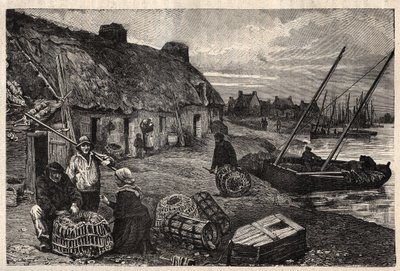 Habitations des Poucheurs a Concarneau - Finistere - Bretagne - Gravur in „PATRIE - DESCRIPTION PICTURESQUE DE LA FRANCE EN 6 VOLUMES“ von Lucien Huard - Ende des 19. Jahrhunderts von Unknown artist