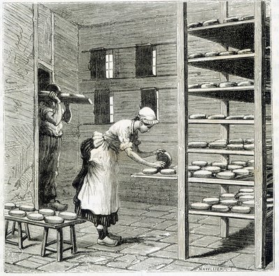 Haloir (oder Trockner) für die Herstellung von Camembert-Käse - in „Die Wunder der Industrie“ von Louis Figuier von Unknown artist