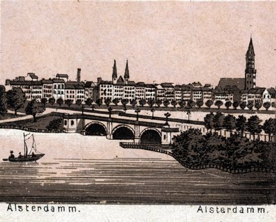 Hamburg, Deutschland: Blick auf den Alsterdamm. in „Die Welt illustriert 168 Ansichten“. Undatiert (spätes 19. Jahrhundert) von Unknown artist