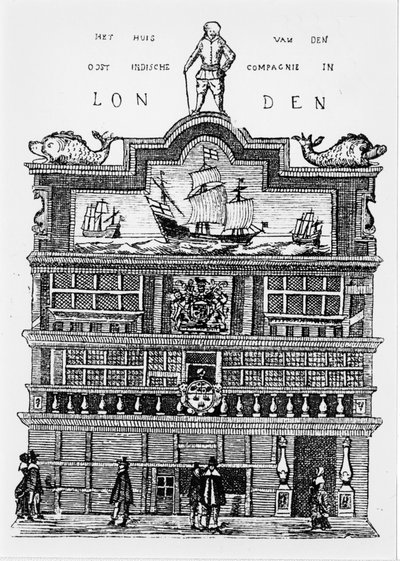 Hauptquartier der Ostindien-Kompanie in London im 17. Jahrhundert. von Unknown artist