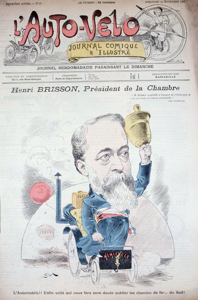 Henri Brisson im Automobil (Präsident der Kammer) - in „L