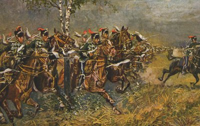 Historische Postkarte mit Kriegsmotiv, Angriff auf preußische Truppen, Deutschland von Unknown artist