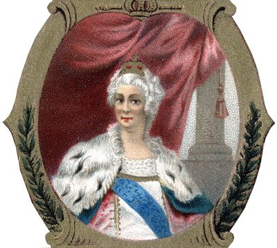 Geschichte Russlands: Porträt von Katharina II. von Russland (1729-1796). Späte Chromolithografie des 19. Jahrhunderts. von Unknown artist