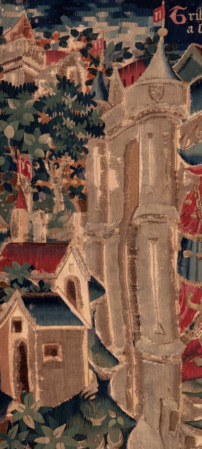 Geschichte von Saint Piat und Saint Eleuthère, Szene 14: Die Pest in der Stadt Tournai (Detail) von Unknown artist